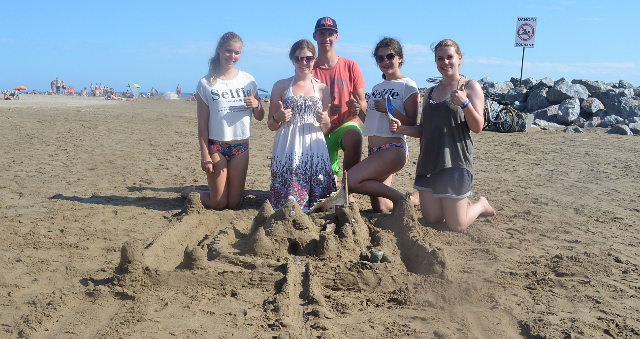 Ferienlager, Sommerlager, Jugend, Südfrankreich, Narbonne, Kolpingjugend, Kolping, Grefrath, Strand, Sandburg